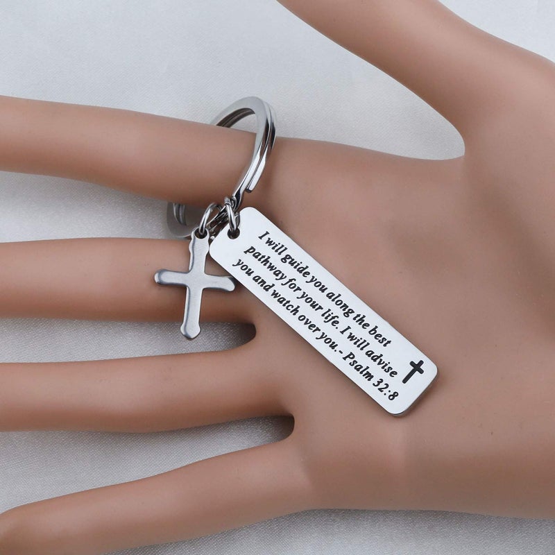 MYOSPARK Psalm 32:8 Christian Keychain I Will Guide You Along The Best Pathway For Your Life Religious Jewelry Bible Verse Gift (Psalm32:8 guide you keychain) - Image 4